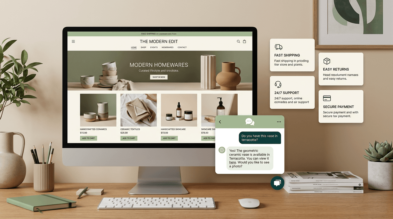 Shopify store with AI chatbot answering customer questions