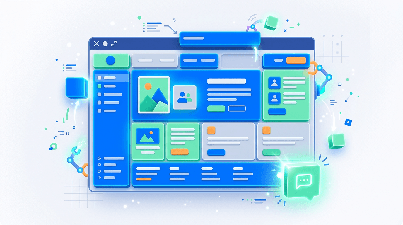 Illustration of a chatbot widget being added to a website