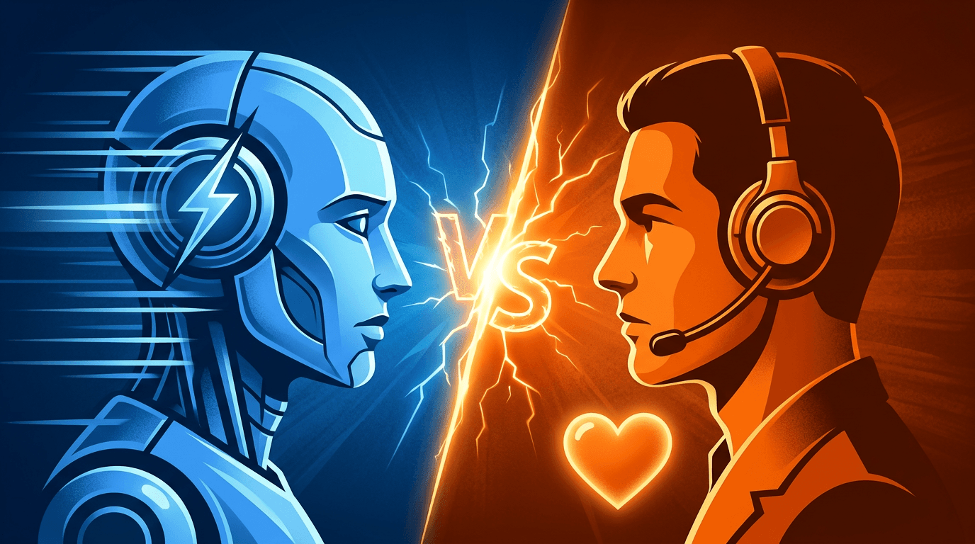 Side-by-side comparison of AI chatbot and live chat