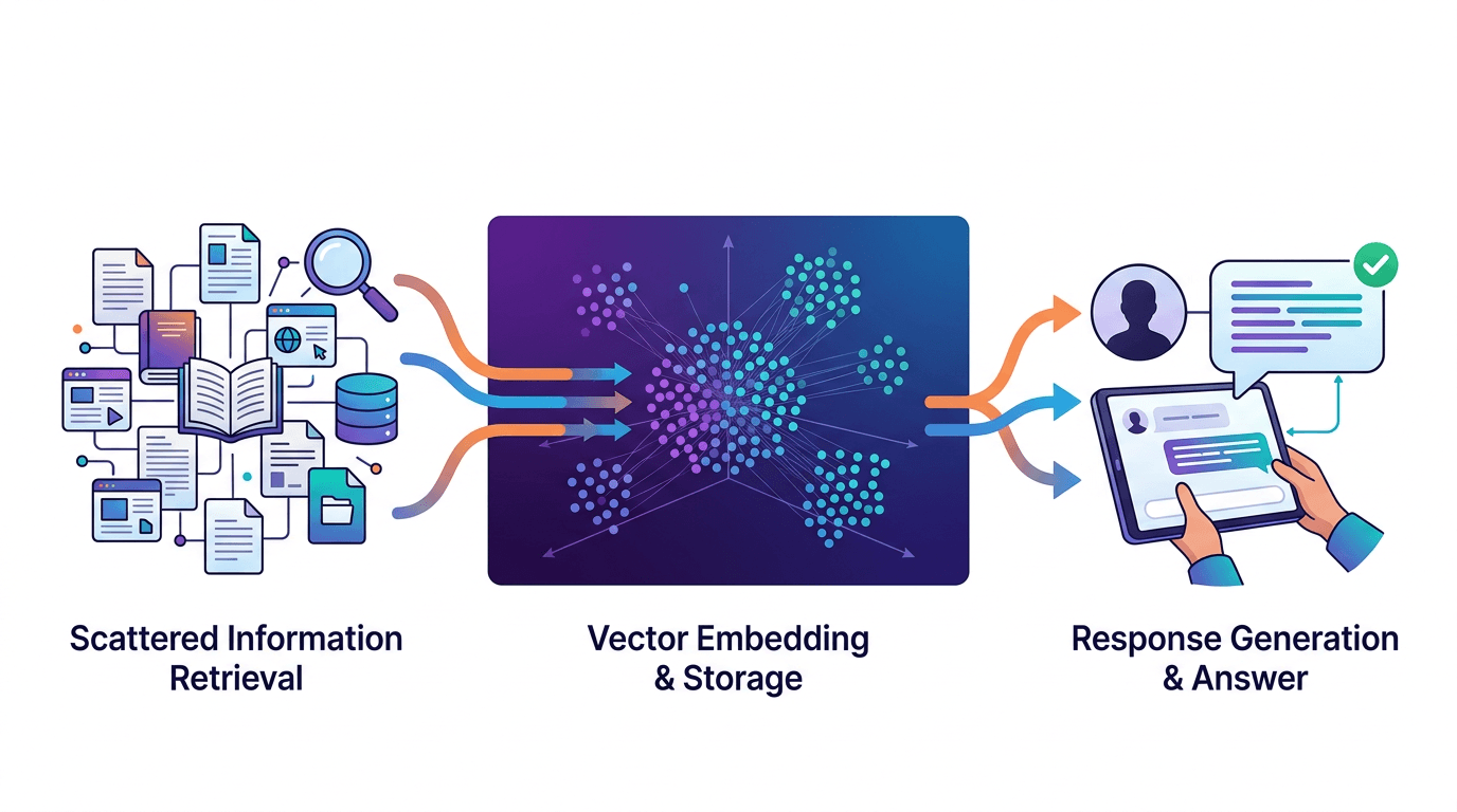 Diagram showing retrieval-augmented generation flow