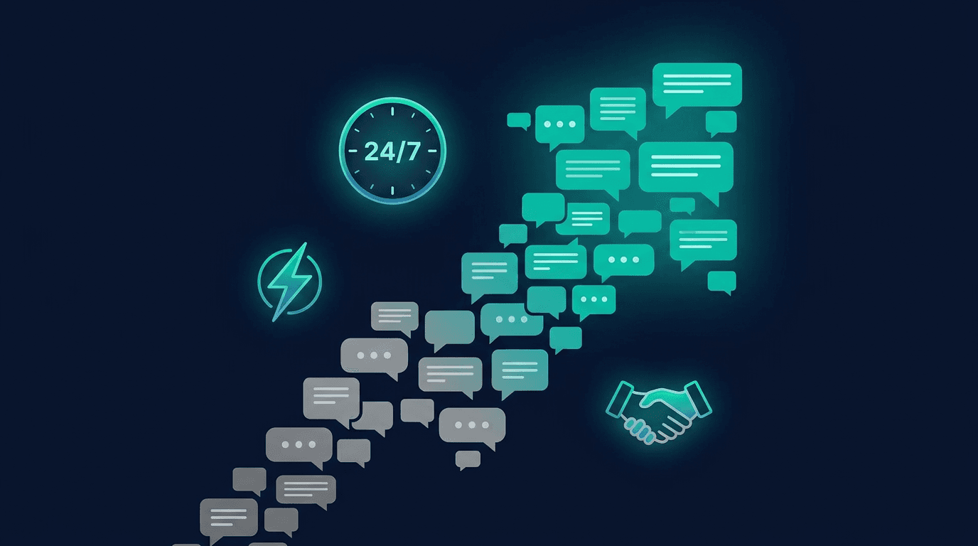 Business growth chart with AI chatbot integration