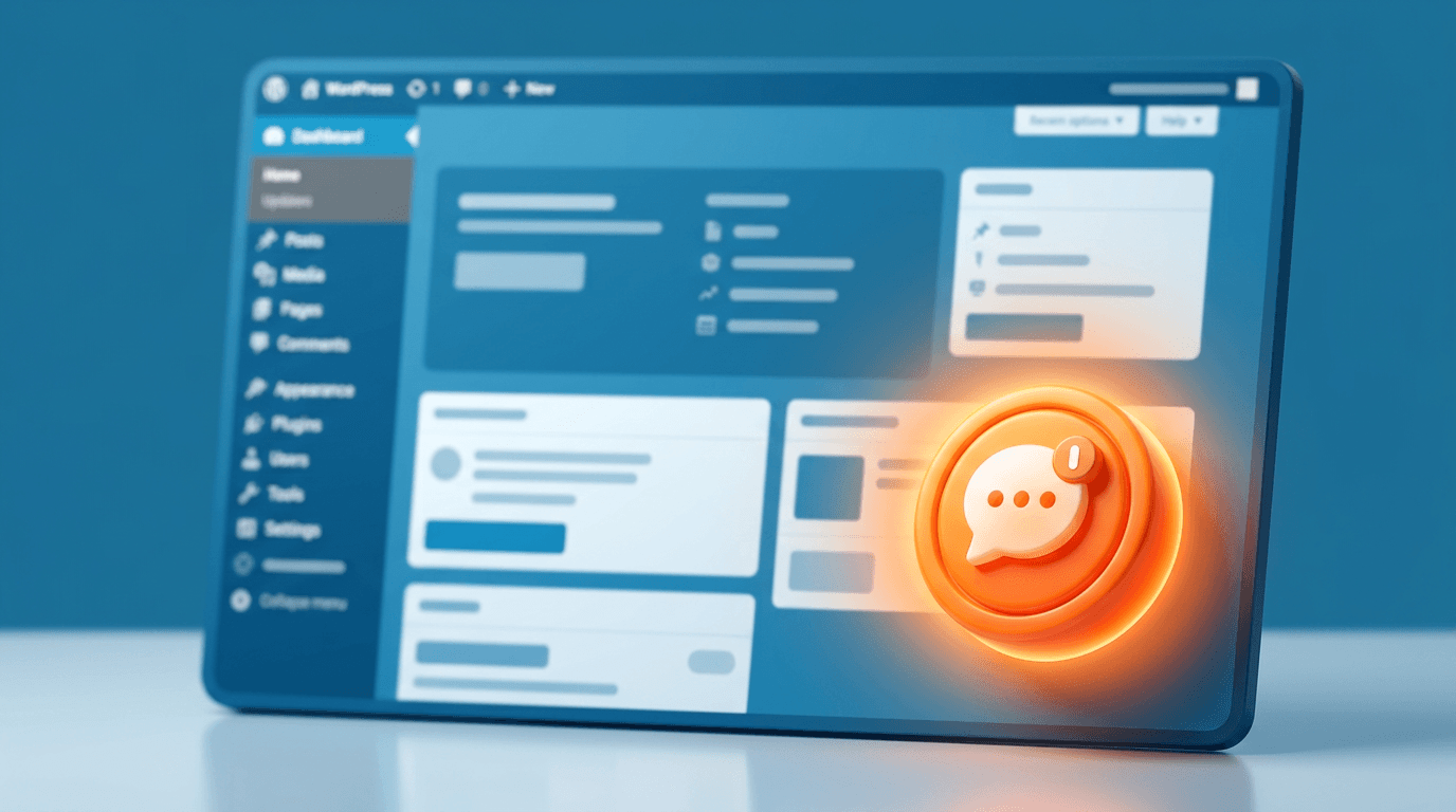 WordPress dashboard with AI chatbot widget